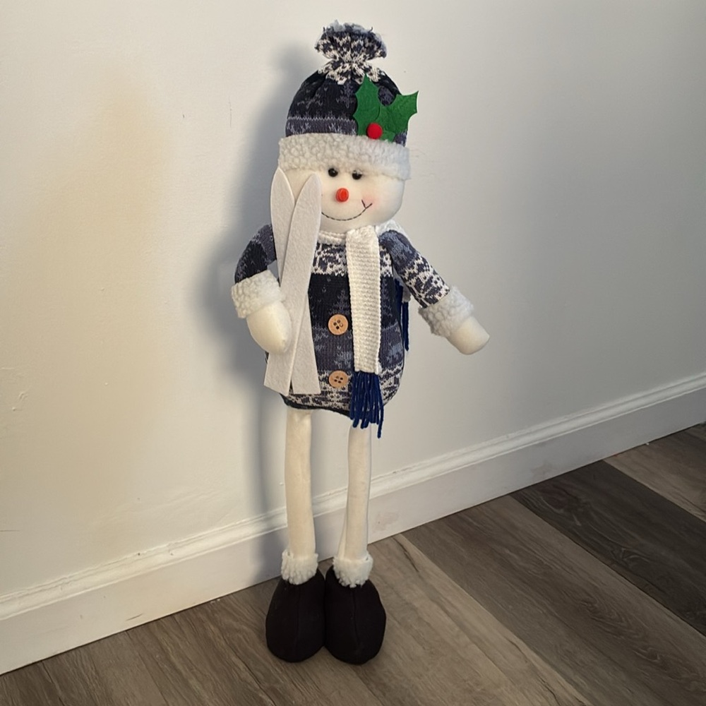 NWT- 25”H- Precious Plush- Winter Snowman Skier Greeter Decoration